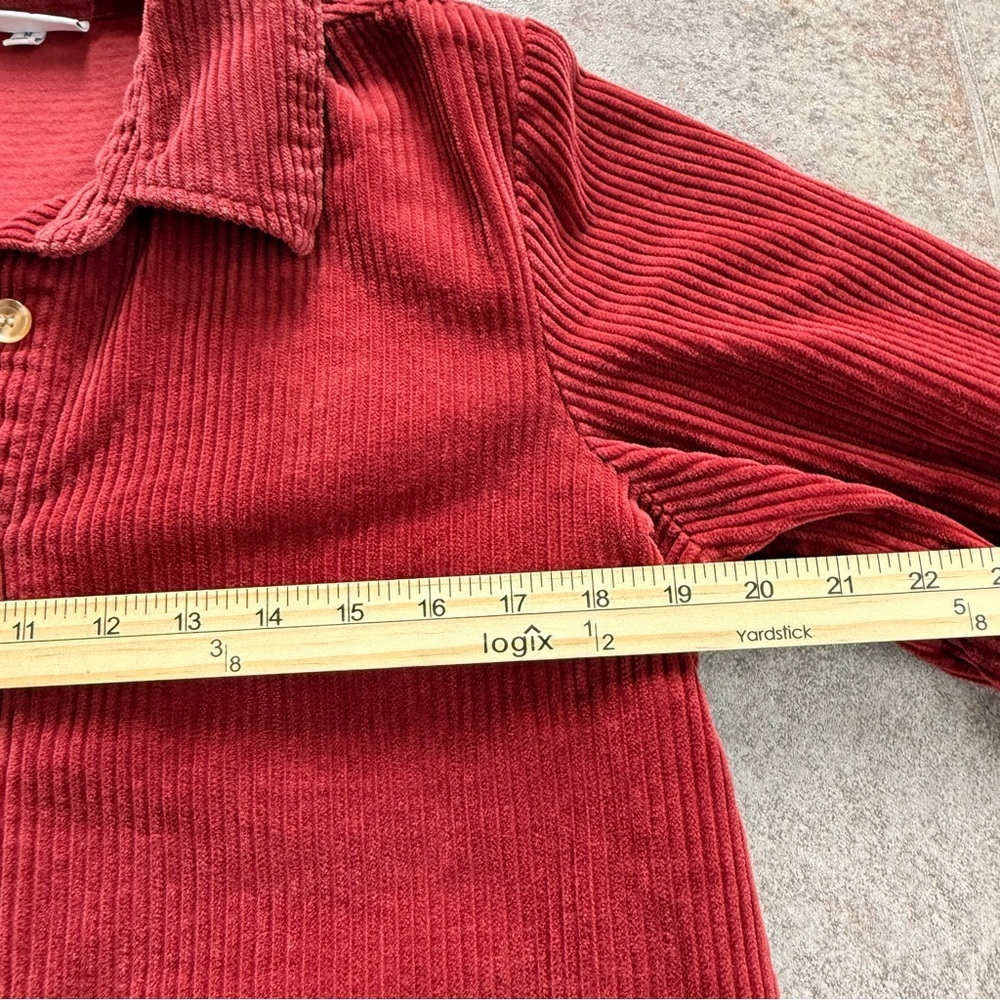 NorthStyle Corduroy Button Front Shirt Deep Red Size Medium - Picture 9 of 12